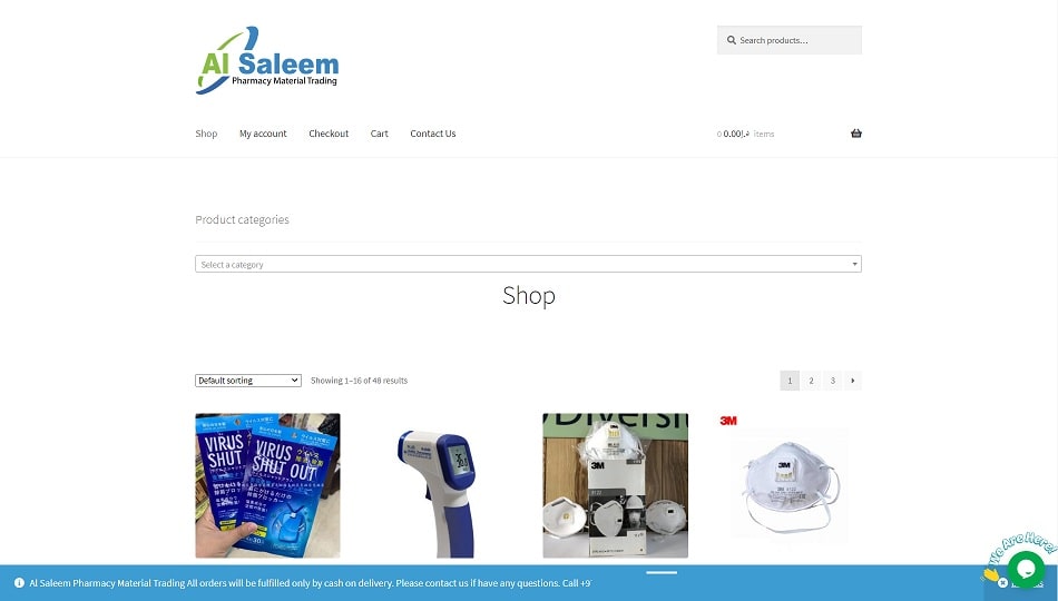 Landing Page of Al Saleem Pharmacy Material Trading