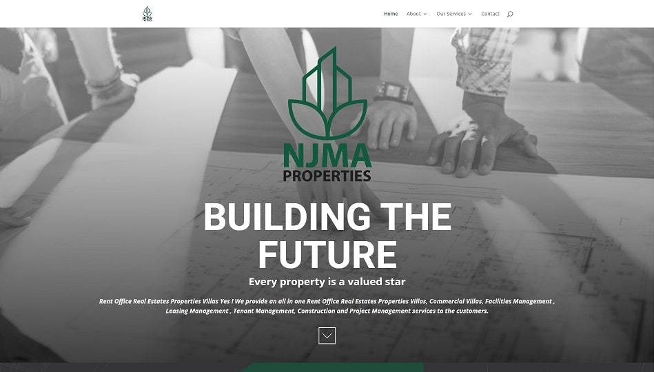 Landing Page of Njma Properties Managements